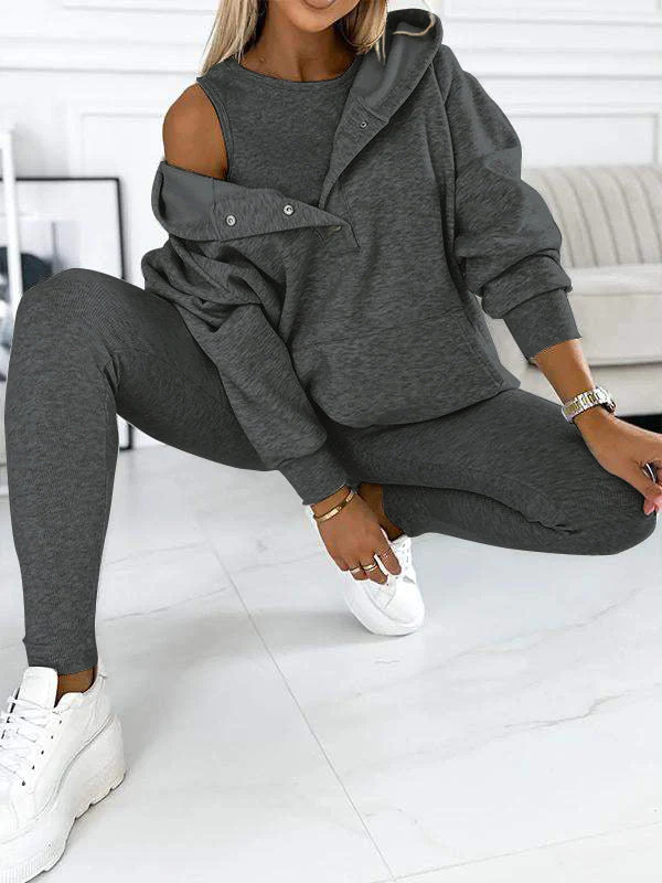 (S-5XL) Plus Size Casual and Comfortable Sweatshirt Three-piece Suit