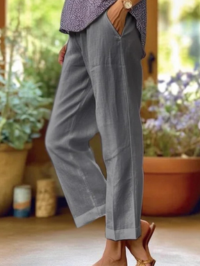 Plain Linen Cotton And Linen Loose Pants