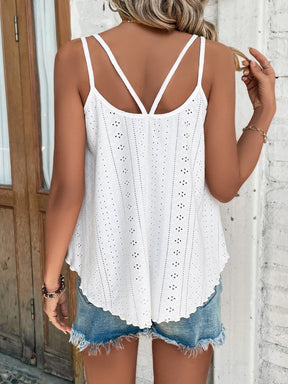 Solid Eyelet Embroidery Cami Top