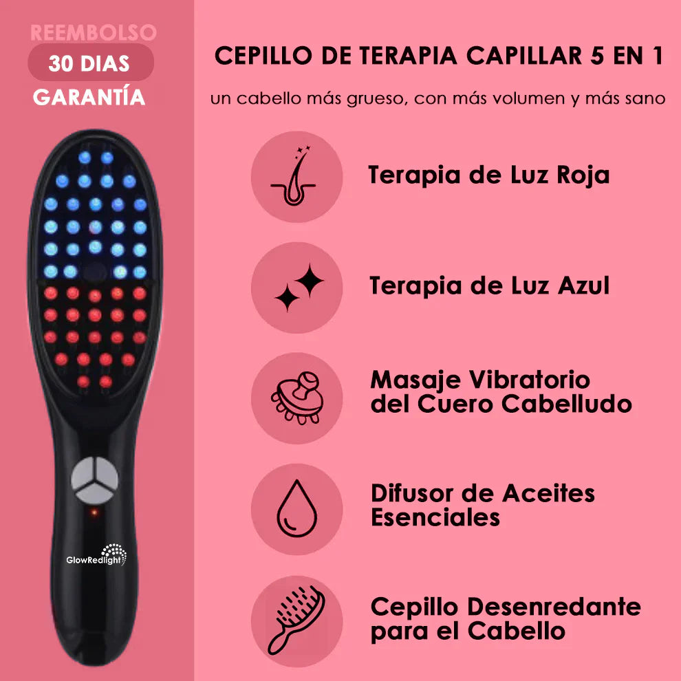 Cepillo Rejuvenecedor de Cabello Glowredlight®+Sérum Hidratante GRATIS