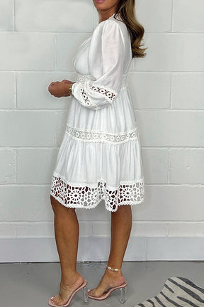 V-neck lace cotton dress