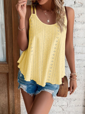 Solid Eyelet Embroidery Cami Top