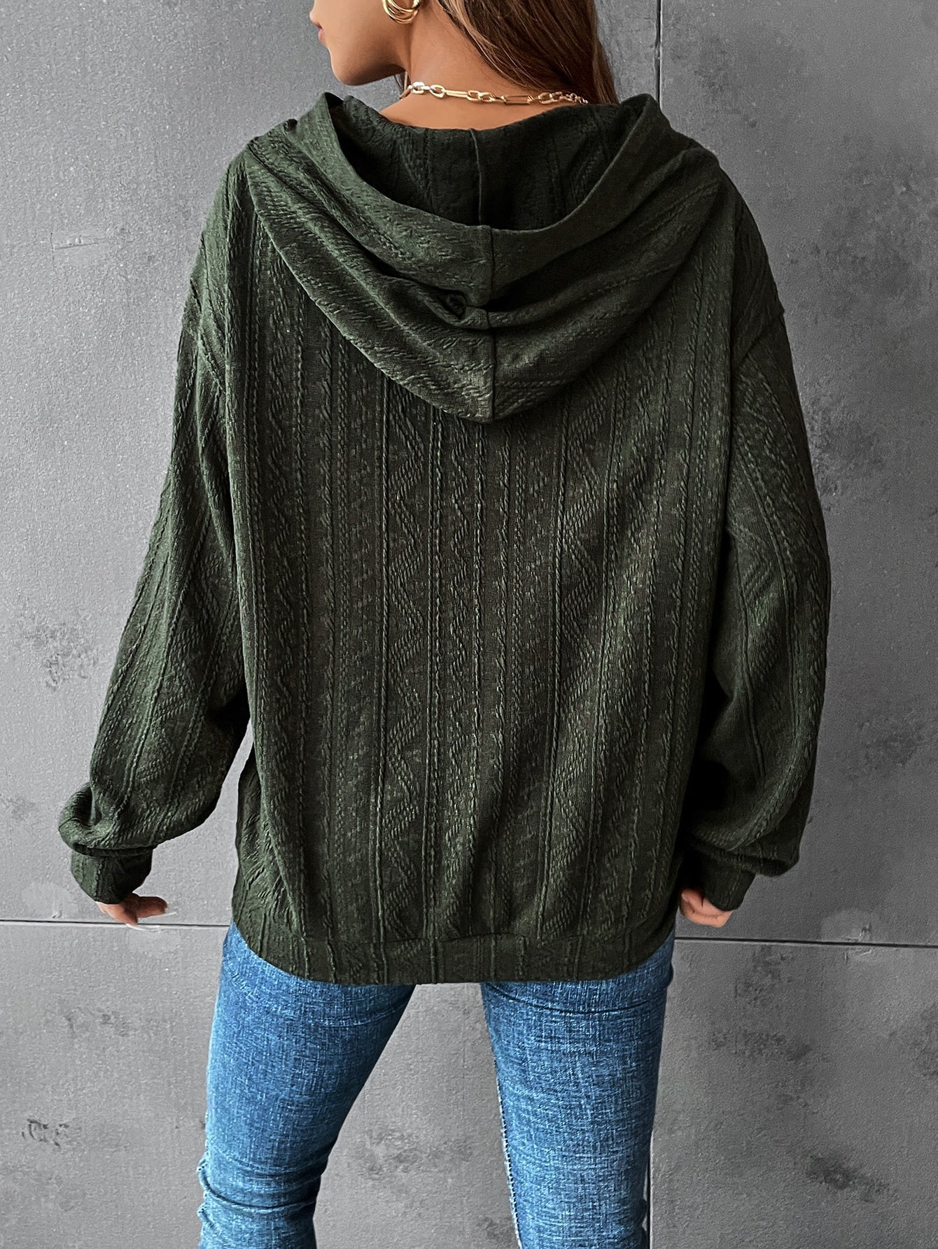 Solid Drop Shoulder Hoodie