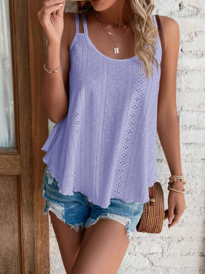 Solid Eyelet Embroidery Cami Top