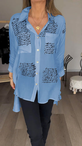 Letter Print Fashion Lapel Shirt