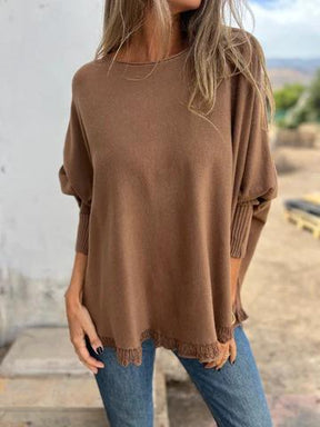 Casual Round Neck Lace Top