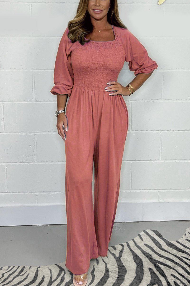 Casual solid color jumpsuit