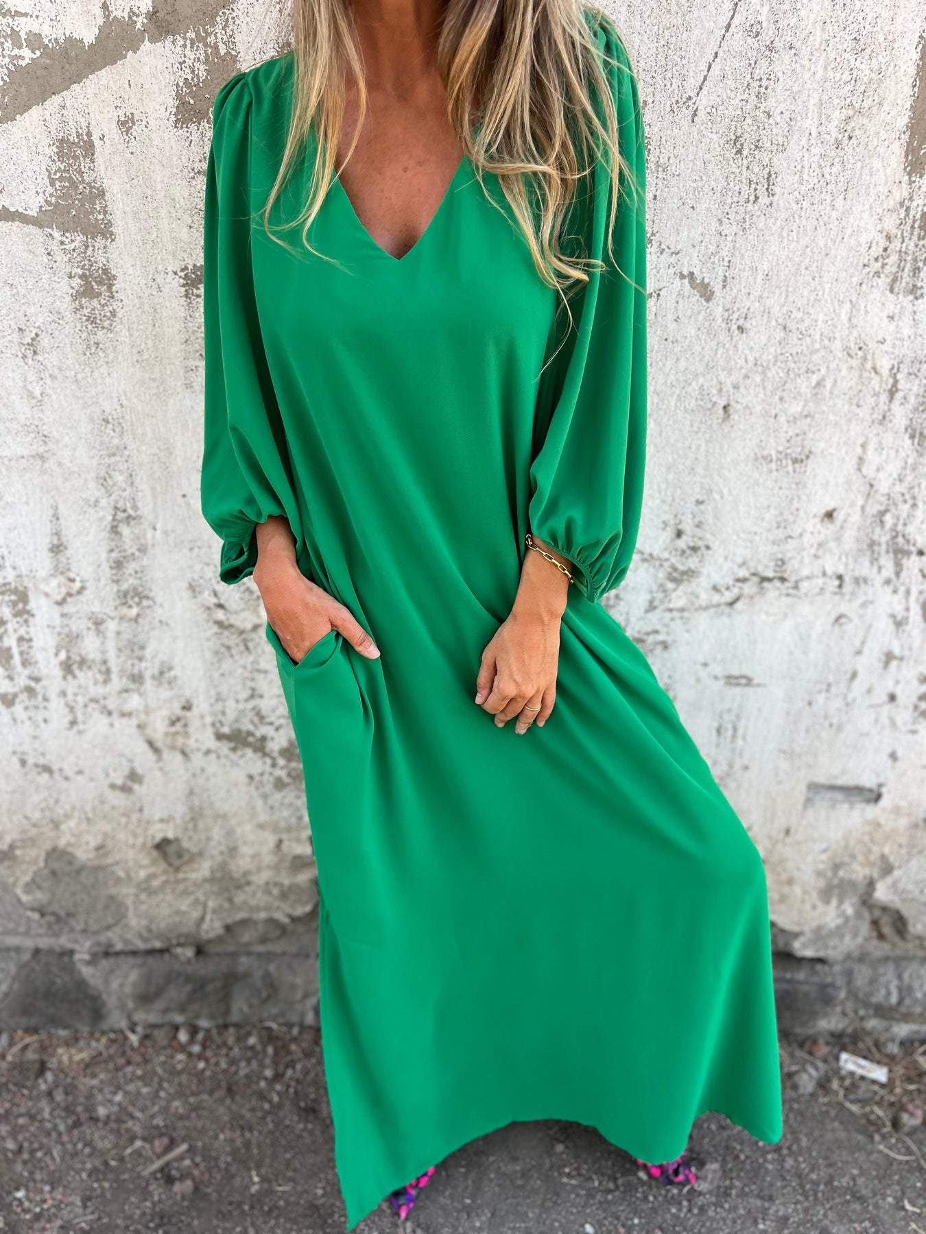 V-neck Long Dress