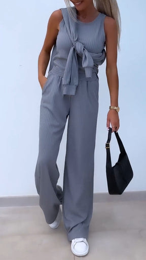 Casual V-neck Long-sleeved Three-piece Suit