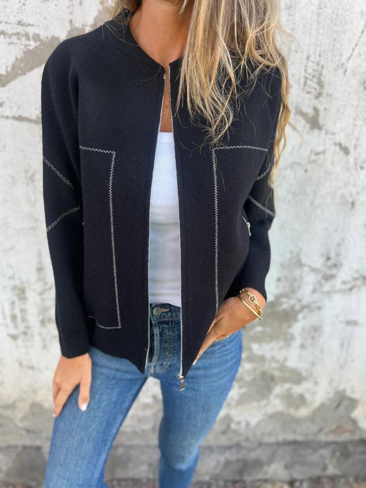 Casual Round Neck Zipper Thin Jacket