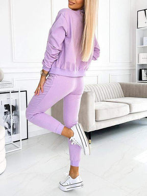 Women's Round Neck Long Sleeve Casual Sports 3-piece Suit