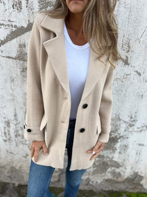 Women's Lapel Woolen Long Sleeve Coat